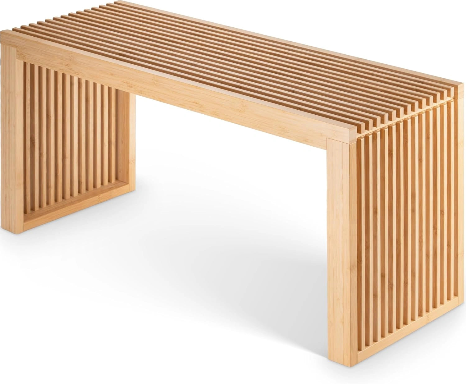 Banc Entree - Banc Bois Interieur - Bench - Banquette Entree en Bambou, BAM BOO BOX Banc Table à Manger 90x33x43 cm - Petit Banc en Bois pour Salon