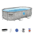 Piscine BESTWAY Hors Sol Power Steel SwimVista Ovale Motif rotin avec hublots 427 x 250 x 100 cm
