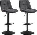 VASAGLE Tabourets de Bar, Gris Ardoise LJB195G02, Lot de 2, Chaise de Cuisine, Siège Pivotant à Hauteur Réglable, avec Dossier et Repose-Pieds, Acier