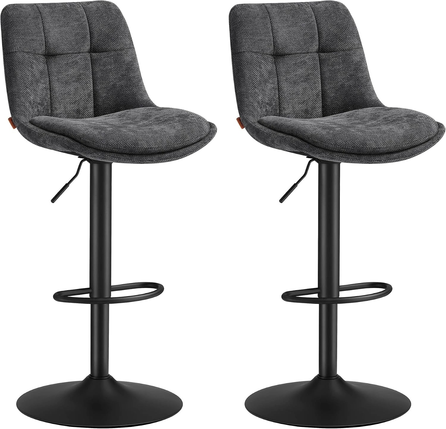 VASAGLE Tabourets de Bar, Gris Ardoise LJB195G02, Lot de 2, Chaise de Cuisine, Siège Pivotant à Hauteur Réglable, avec Dossier et Repose-Pieds, Acier