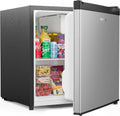 Upstreman Mini Réfrigérateur 46 L, Acier Inoxydable-FR17, Mini Frigo avec Congélateur, Thermostat Réglable, Économie d'Énergie, Porte Réversible