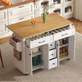Chariot de cuisine avec plan de travail pliable, 5 tiroirs et 2 armoires, îlot de cuisine mobile sur roulettes, porte-épices et serviettes