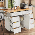 Merax Îlot de cuisine mobile moderne avec plateau de table extensible, 8 tiroirs et roulettes, chariot de service avec étagère à épices