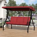 Canapé Suspendu avec Toit de Protection, Couleur Rouge, 3 Places, inclut Coussins et dossiers Confortables, pour terrasse ou Jardin